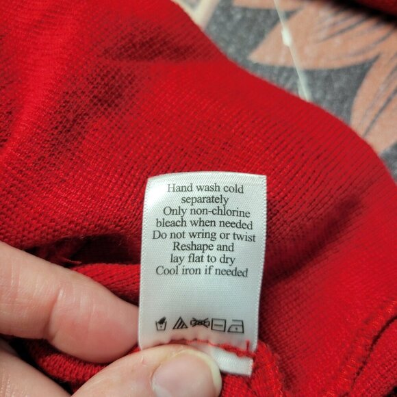 Coldwater Creek Medium Bright Red Ruffle Collar Jacket Double Button Sweater - Picture 11 of 11